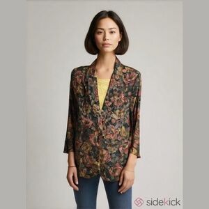 Vtg 80's Michael & Company Floral Paisley Gold Tapestry Blazer Made USA sz M